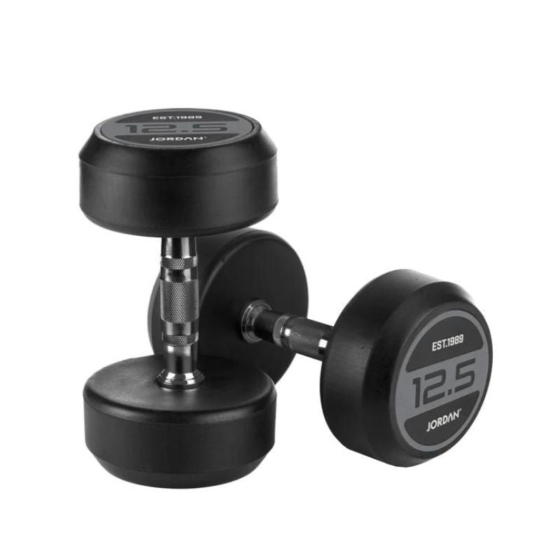 JORDAN Rubber Dumbbells Sets - Up to 50kg (Grey)