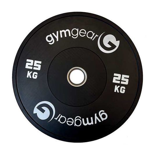 GymGear 25kg Black Bumper Plates.
